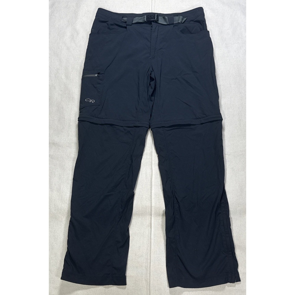 Outdoor Research Equinox Pants Mens 32x30 Black Convertible Hiking Belted Nylon